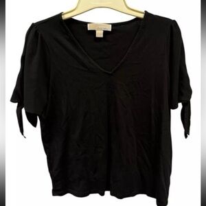 MICHAEL Michael Kors Basics Black Tie Sleeve Blouse Top Women’s Size Small